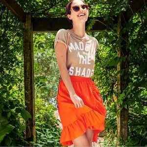 J. Crew Linen Ruffle Skirt in Orange Size 6